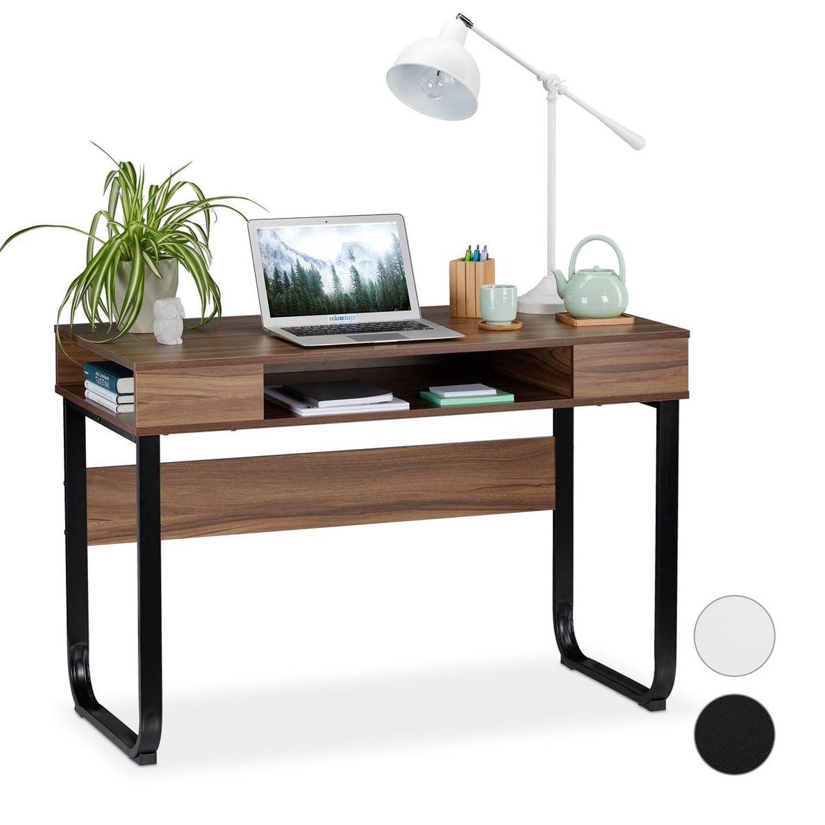 relaxdays bureau computertafel modern design 3 open