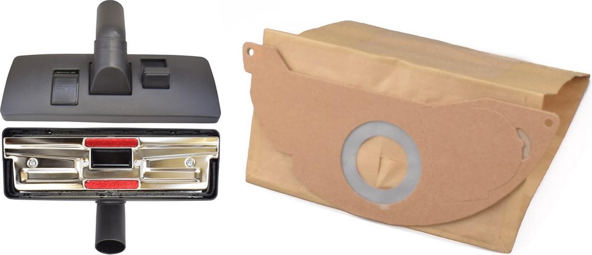 Geschikt voor KARCHER. 10 stuks. Stofzuigerzakken en Combinatie zuigmond voor WD2, MV2, WD2200, WD2210, WD2240, WD2250, A2003, A2004, A2014, A2024, A2054, A2064, A2074, A2322, Papier. COVAKO Merk