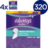 Always Dailies Fresh & Protect Normal - Voordeelverpakking 320 Stuks - Inlegkruisjes