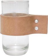 TAK Design Drinkglas Wrap Me - Incl. Lederen Band - Glas - Ø6,7 x 12,3 cm - Bruin