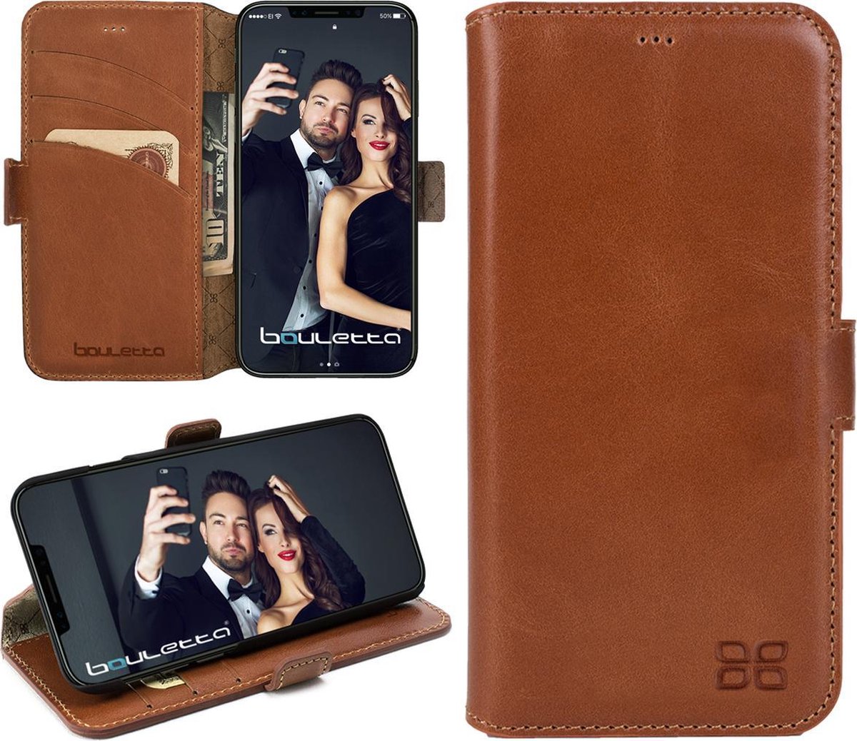 Bouletta Lederen Apple iPhone Xs Max Hoesje - BookCase - Rustic Cognac