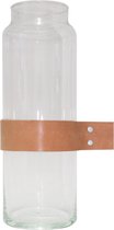 TAK Design Vase Wrap Me - Incl. Bracelet Cuir - Glas - Ø10 x 30 cm - Marron