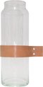 TAK Design Vaas Wrap Me - Incl. Lederen Band - Glas - Ø10 x 30 cm - Bruin