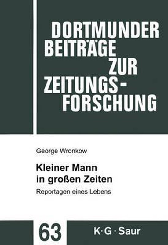 Dortmunder Beiträge Zur Zeitungsforschung- Kleiner Mann in  ... - cover