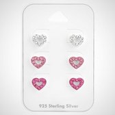 Zilveren kinderoorknopjes - set van 3 - hart