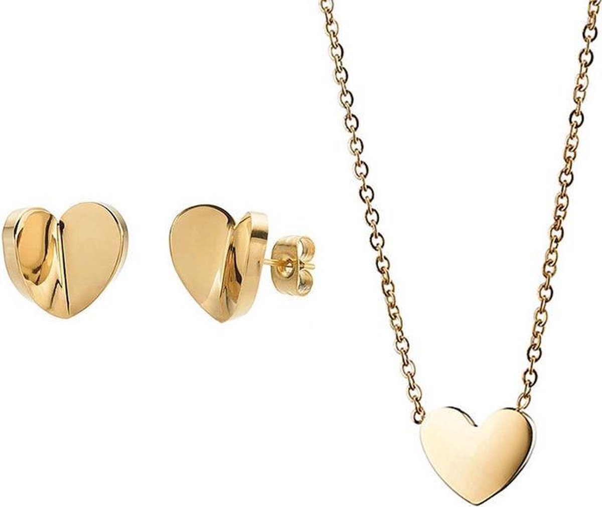 Uitroepteken aantrekken Haast je goedkoop hartjes sieraden setje ketting en oorbellen goud ter cadeau |  bol.com