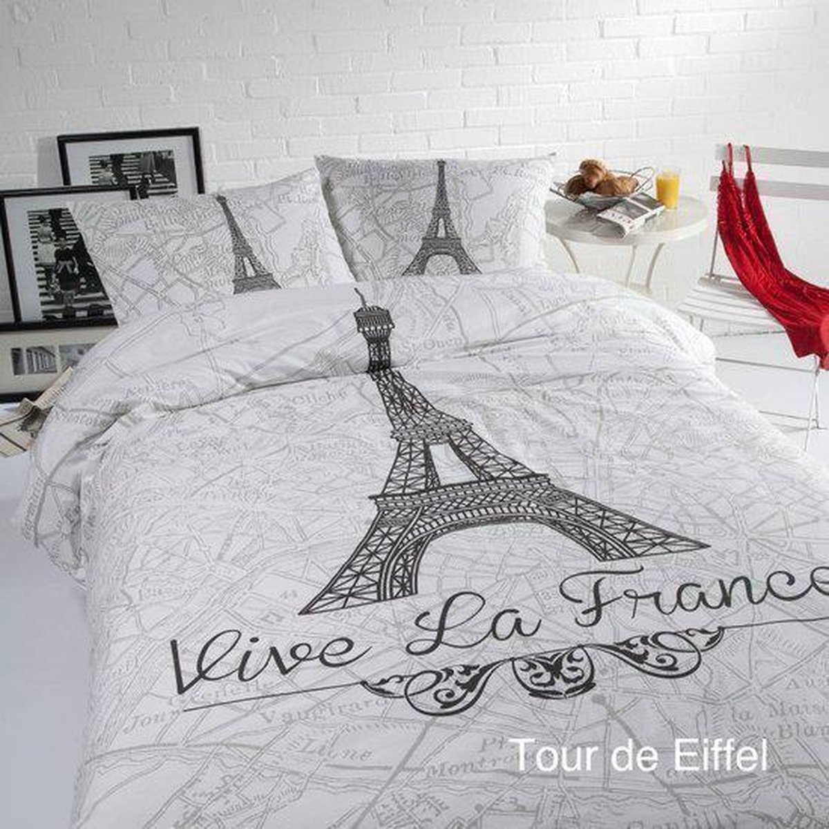 Papillon Tour D’Eiffel Dekbedovertrek - Litsjumeaux - 240x200/220 cm