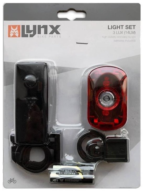 Lynx Fiets  Verlichtingsset Basic 3 Lux Batterij Led Voorlamp & Achterlamp — afbeelding 4