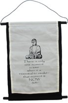 Wandkleed Boeddha - 74x43 cm - Zwart en Wit - Dielay