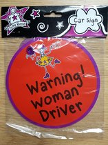 Purple Ronnie Car sign, Warning! Woman driver, Moederdag