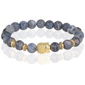 Memphis kralen armband Frosted Agaat Goudkleurig Buddha