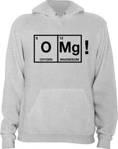 Hoodie | B&C sweater met kap | OMG print | Grey | maat Large