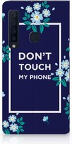 Geschikt voor Samsung Galaxy A9 (2018) Standcase Hoesje Flowers Blue DTMP
