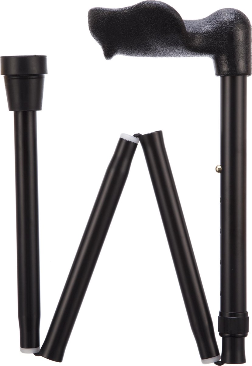 Opvouwbare wandelstok comfortgrip - zwart links