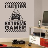 3D MUURSTICKER CAUTION EXTREME GAMER MuurPoster XL Groot Voor Jongenskamer