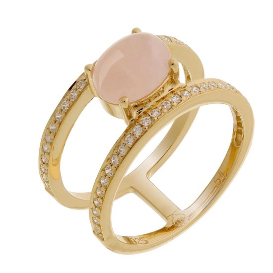 Orphelia ZR-7122/G/54 Zilver Ring Gold Plated Two Lines Center Stone