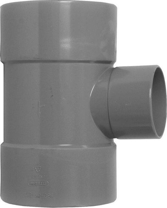 Wavin PVC lijm T stuk 88° 75x50mm 3xmof