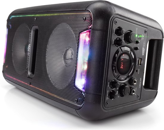Caliber Karaoke Set Party speaker met microfoon Bluetooth - USB - SD - Draadloos tot 8 uur - 60W - Met Draagriem - Multikleur - Afmetingen: 620 x 260 x 295 mm