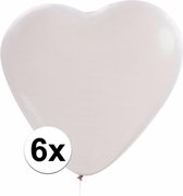 6x stuks Hartjes ballonnen wit van 27 cm - Bruiloft feestartikelen en versieringen - valentijn decoratie
