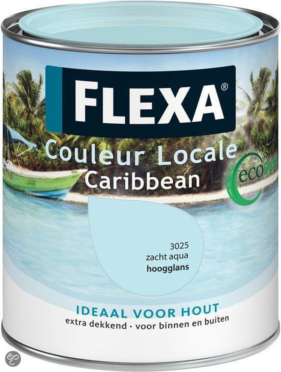 Flexa Couleur Locale Hoogglans Watergedragen Caribbean 0,75 L 3025 Zacht Aqua