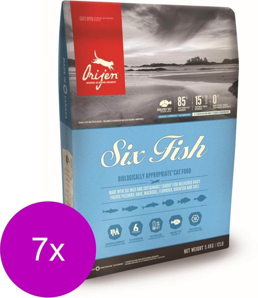 Orijen Whole Prey Six Fish Cat Sardines&Heek - Kattenvoer - 7 x 1.8 kg