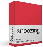 Snoozing Jersey - Hoeslaken Extra Hoog - 100% gebreide katoen - 200x200 cm - Rood