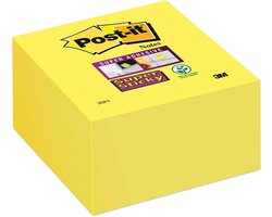 Post-it® Super Sticky Notes, Kubus, Neon geel, 76mm x 76 mm