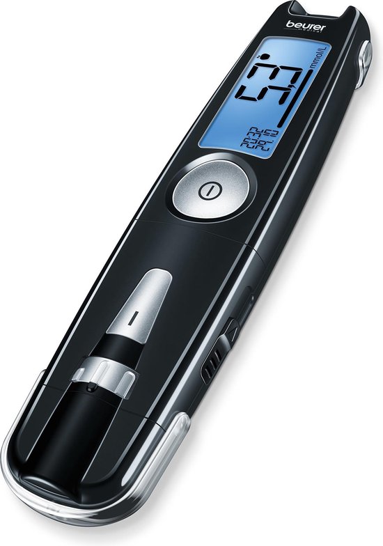 Beurer GL 50 Deep Black mmol/l Bloedsuikermeter - Bloedglucosemeter - Geïntegreerde prikhulp - Incl. 10 teststrips, 5 lancetten, batterijen en etui - USB - App beurer HealthManager - 5 Jaar garantie