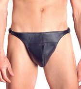Mister b leather posing pouch two belts zip