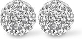 New Bling 9NB-0137 - Zilveren oorstekers - kristal rond 8 mm - zilverkleurig / grijs