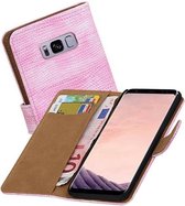 Hagedis Bookstyle Wallet Case Hoesjes Geschikt voor Samsung Galaxy S8 Roze