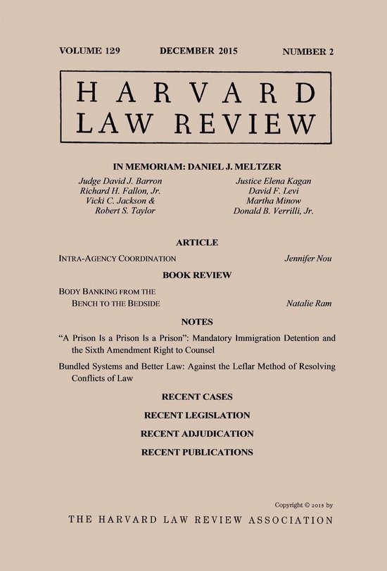 Harvard Law Review: Volume 129, Number 2 - December 2015 - cover