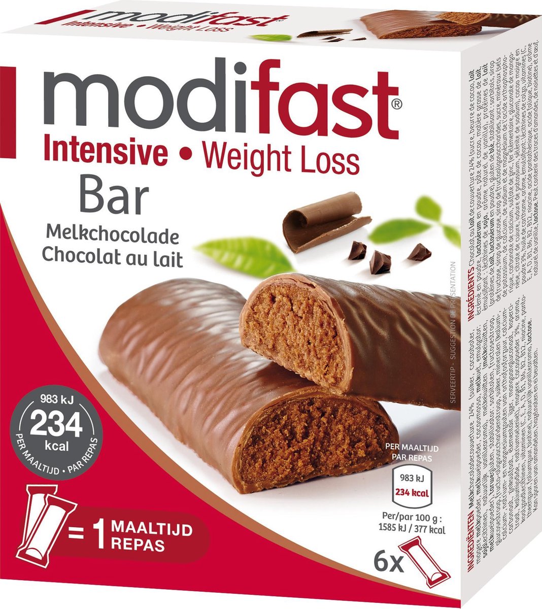 Goedkoopste Modifast Lunchrepen Chocolade- 6 repen