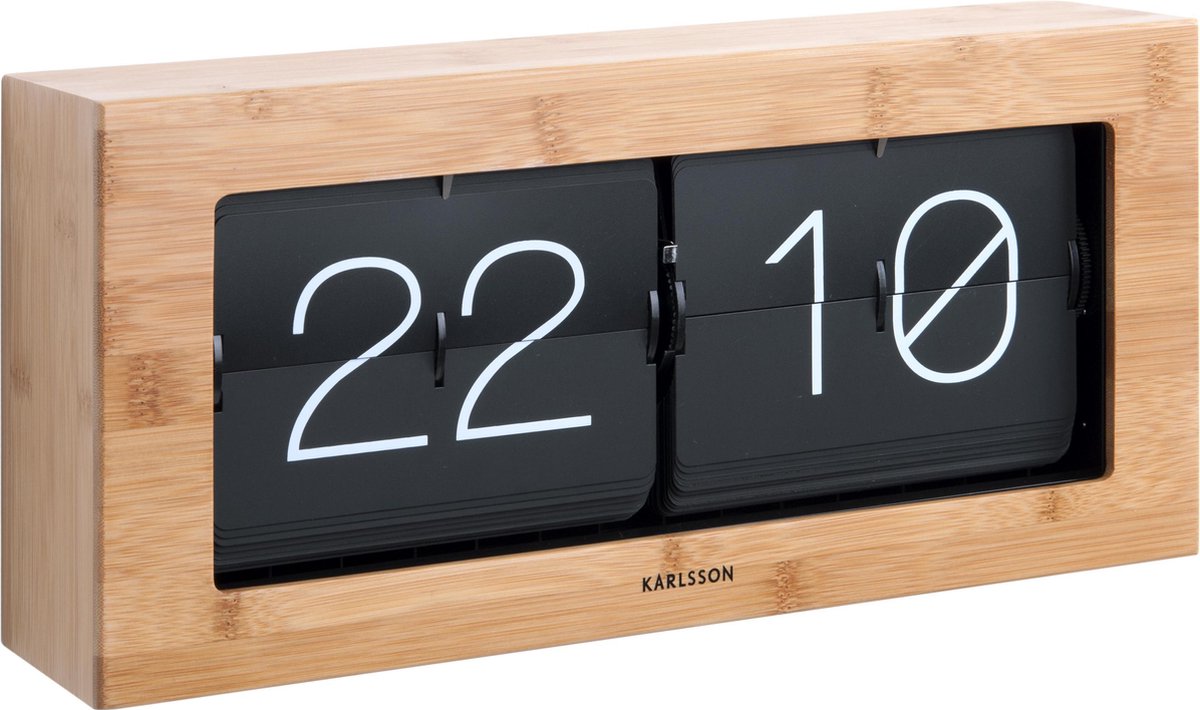 Karlsson Flip clock Boxed Tafelklok Bamboo 9x17,5x37cm