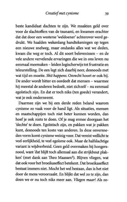 Pagina met tekst uit het boek 'Verbeter de wereld, begin om halfelf'.