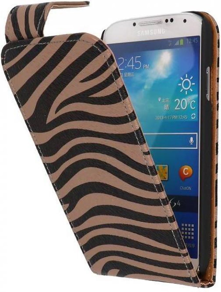 Zebra Classic Flipcase Hoesjes Geschikt voor Samsung Galaxy S4 i9500 Grijs