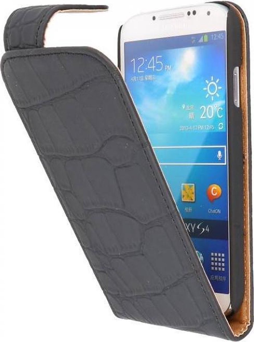 Croco Classic Flipcase Hoesjes - Geschikt voor Samsung Galaxy S4 i9500 Zwart