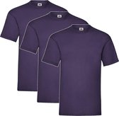 3 Pack Shirts Fruit of the Loom Ronde Hals Paars Maat L Valueweight