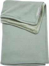 Meyco Knit Basic met velvet wiegdeken - 75x100 cm - Stone green