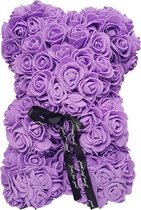 Rozen beer XL- 40 CM - Flower bear - Bloemen beer - Rose bear - In Geschenkdoos - Paars