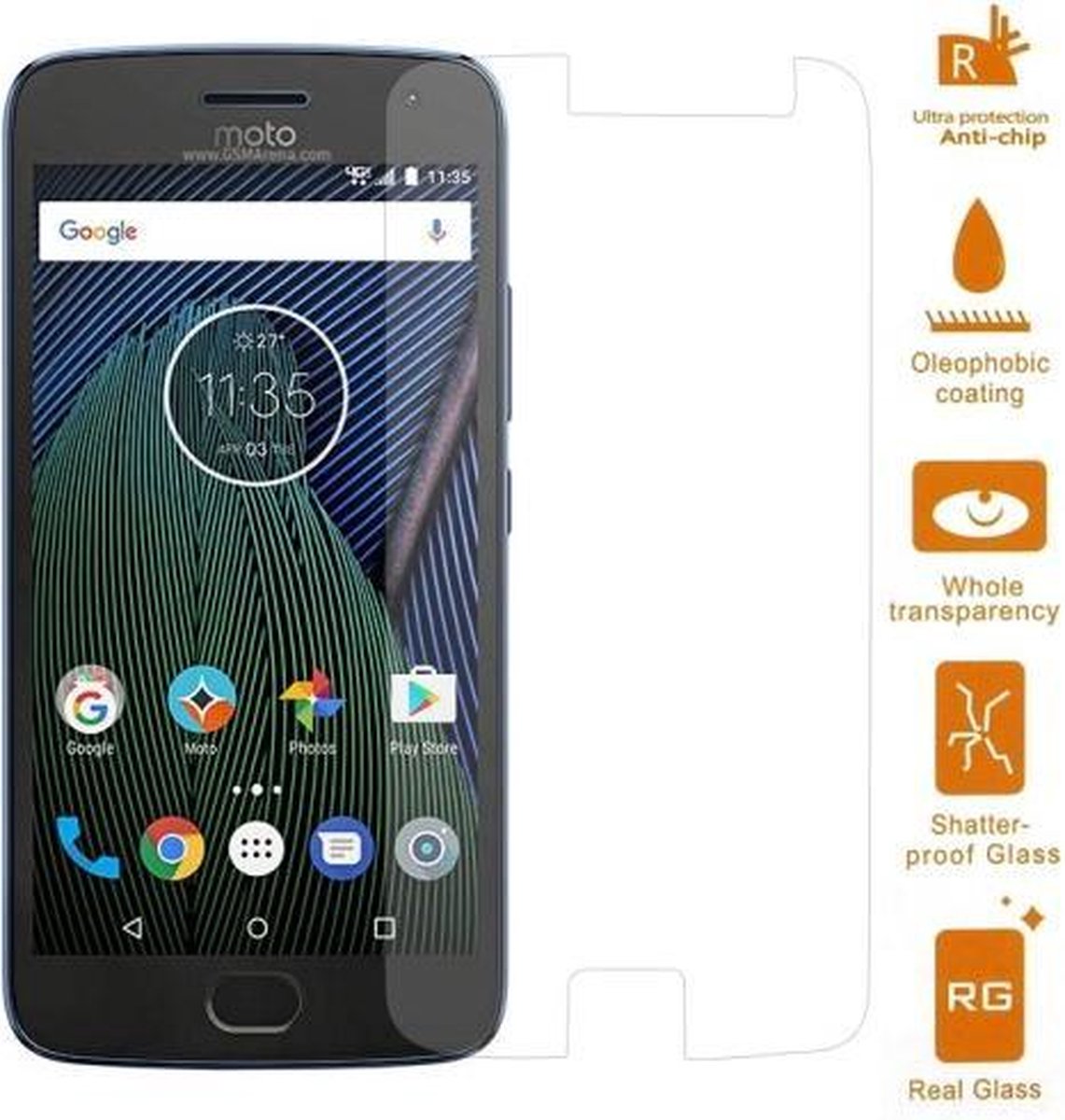 Motorola Moto G5 Plus Screen Protector van echt Glas