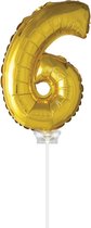 Ballon folie 6 goud met stokje 40cm