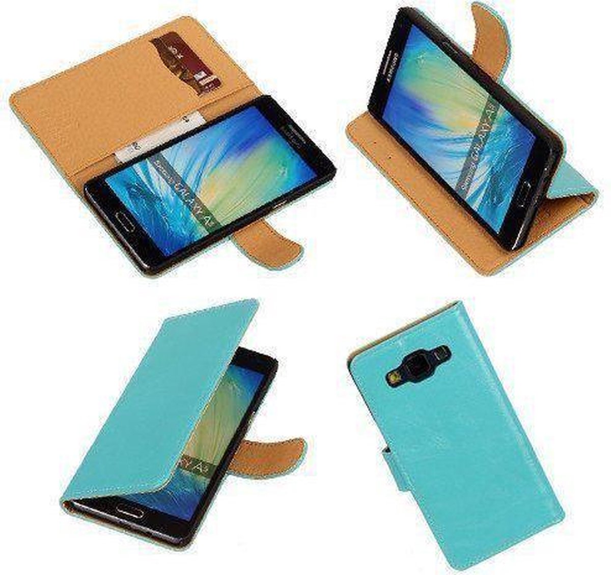 PU Leder Turquiose Samsung Galaxy A5 2015 Book/Wallet Case/Cover Hoesje