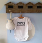 Baby Rompertje met tekst Papa's Chillmaatje | Lange mouw | wit| maat 50/56