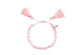 CO88 Collection Serenity 8CB 80043 RekArmband met Tassel - Agaat Natuursteen 6 mm - One-size - Licht Roze