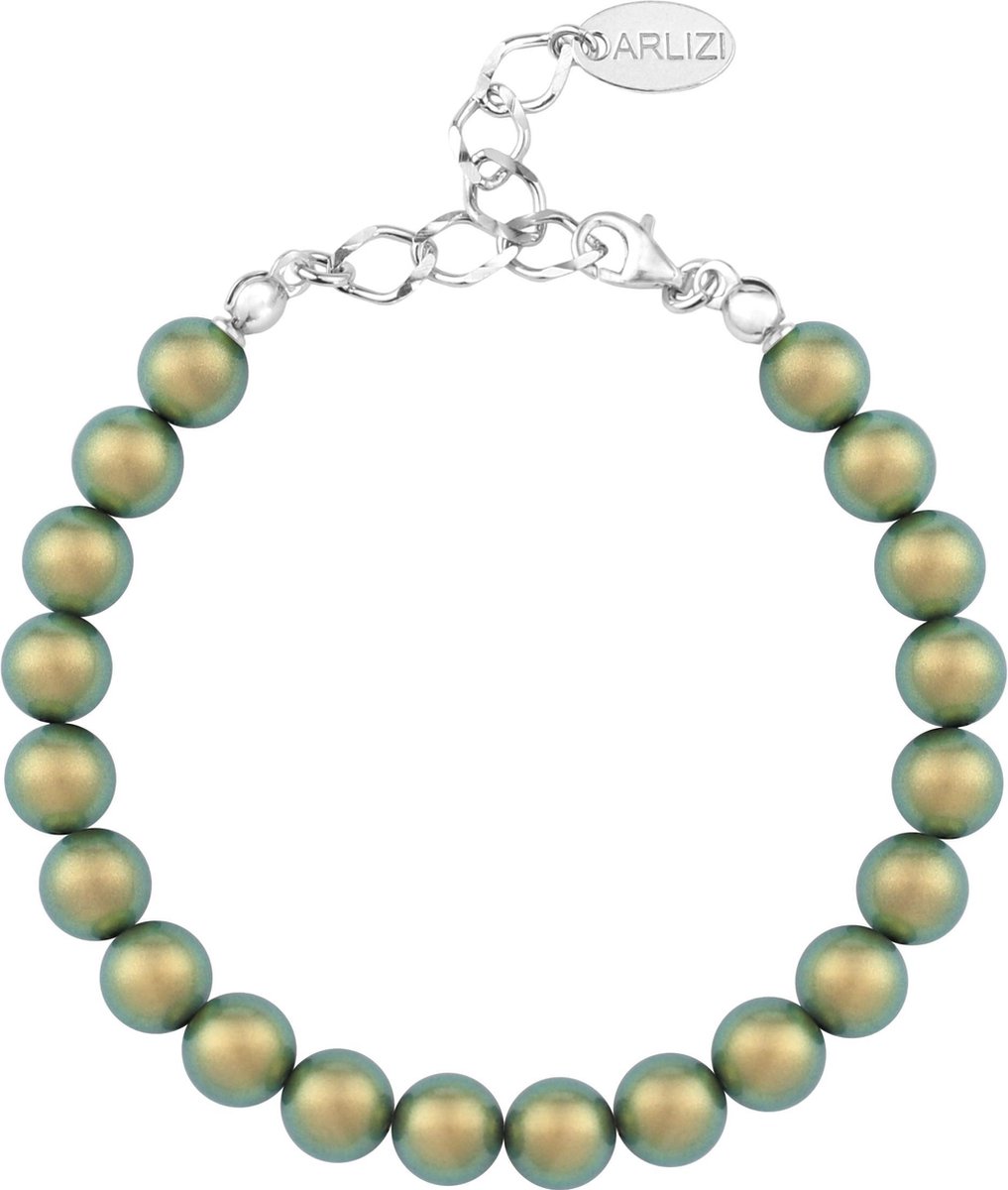 ARLIZI 1132 Parel Armband - Dames - 925 Sterling Zilver - 20 cm - 8 mm - Groen