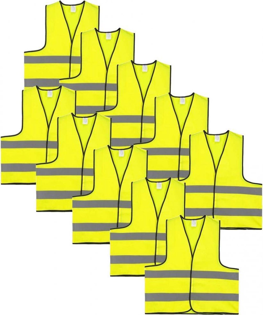 Veiligheidshesje - Veiligheidsvest - Volwassene - Geel - 10 stuks