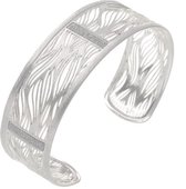 Behave - Armband - Bangle in fijn gekrast design - Zilver kleur - 17cm