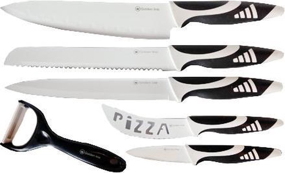 Golden line stainless knife set black