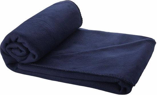 Fleece deken navy 150 x 120 cm - reisdeken met tasje | bol